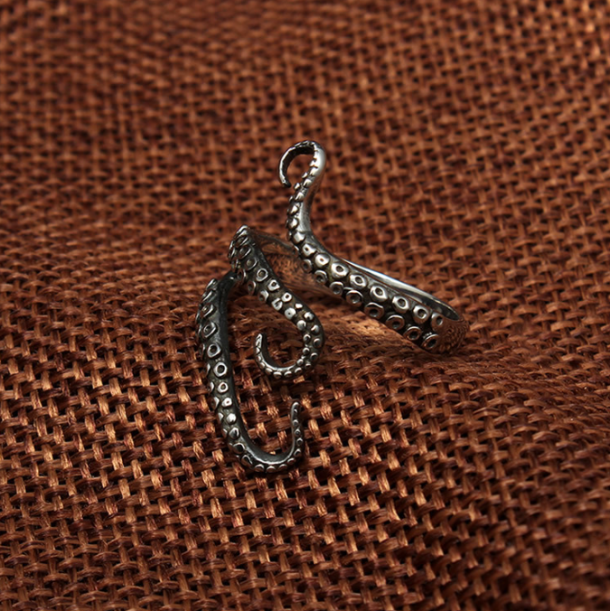 Dark Night Punk New Octopus Ring Stainless Steel Titanium Steel Open Ring