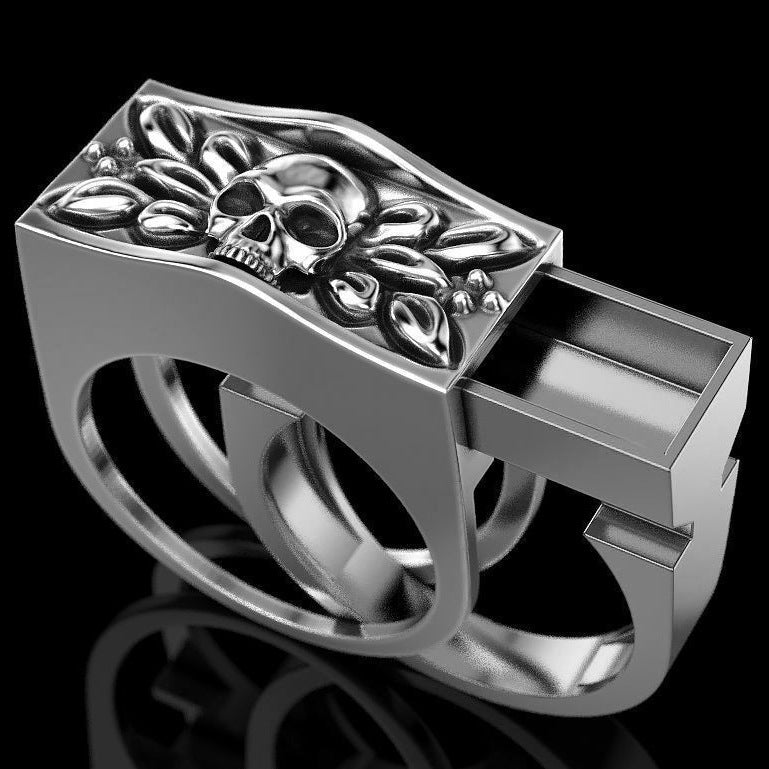 Creative New Skull Set Ring European And American Punk Punk Style Retro Dyed Black Skull Ring