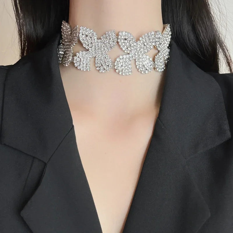 Romance Rhinestone Crystal Flower Choker Necklace — Stassi & Uni