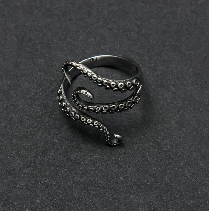 Dark Night Punk New Octopus Ring Stainless Steel Titanium Steel Open Ring