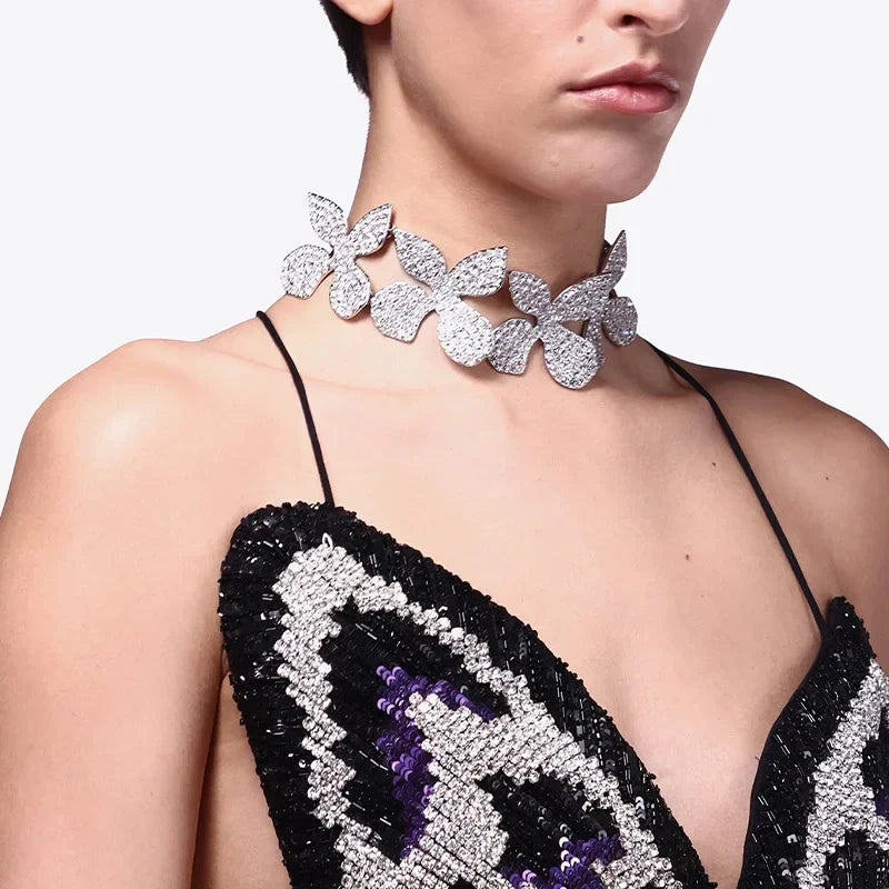 Romance Rhinestone Crystal Flower Choker Necklace — Stassi & Uni