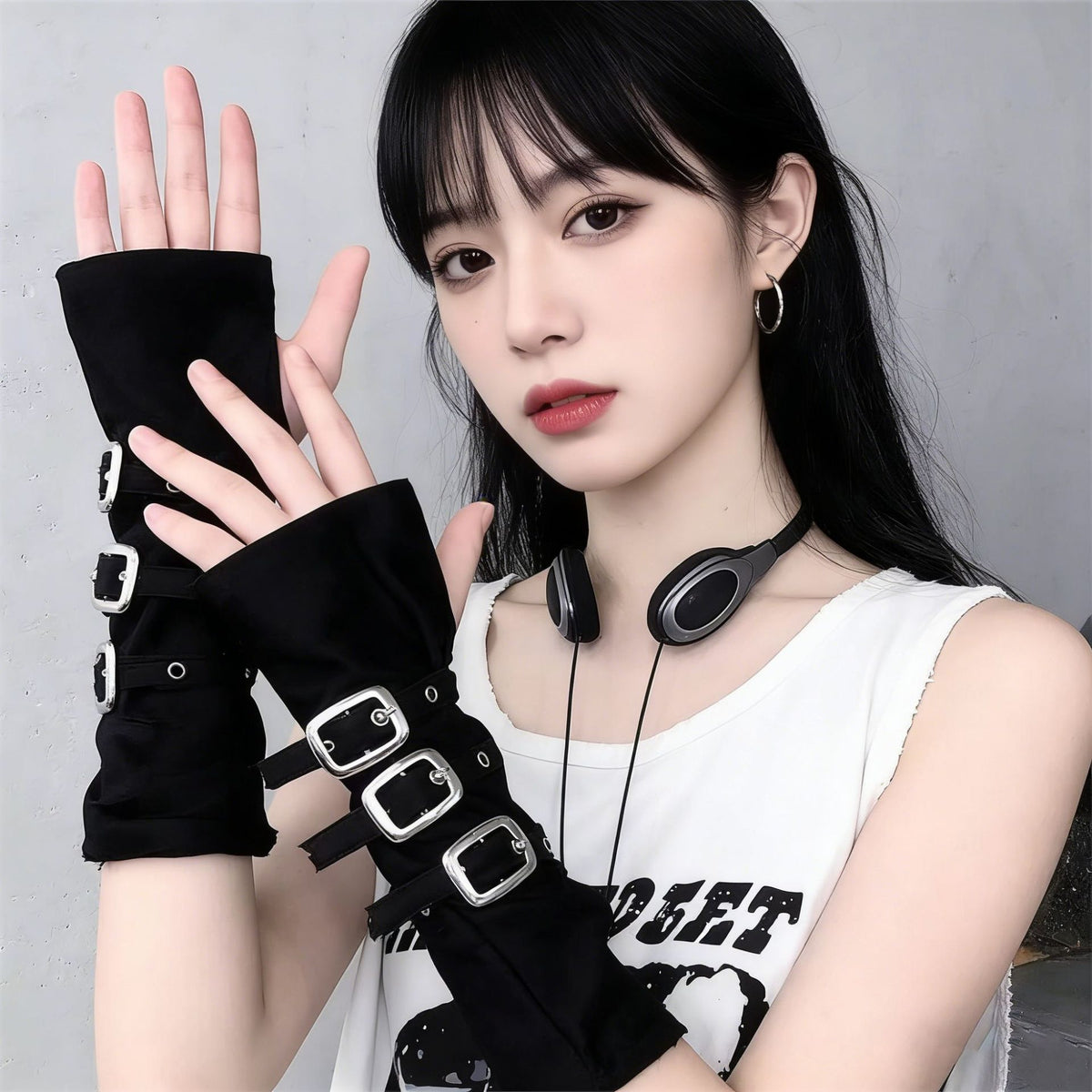 Halloween Dark Gothic Punk Fingerless Gloves for Women — Stassi & Uni