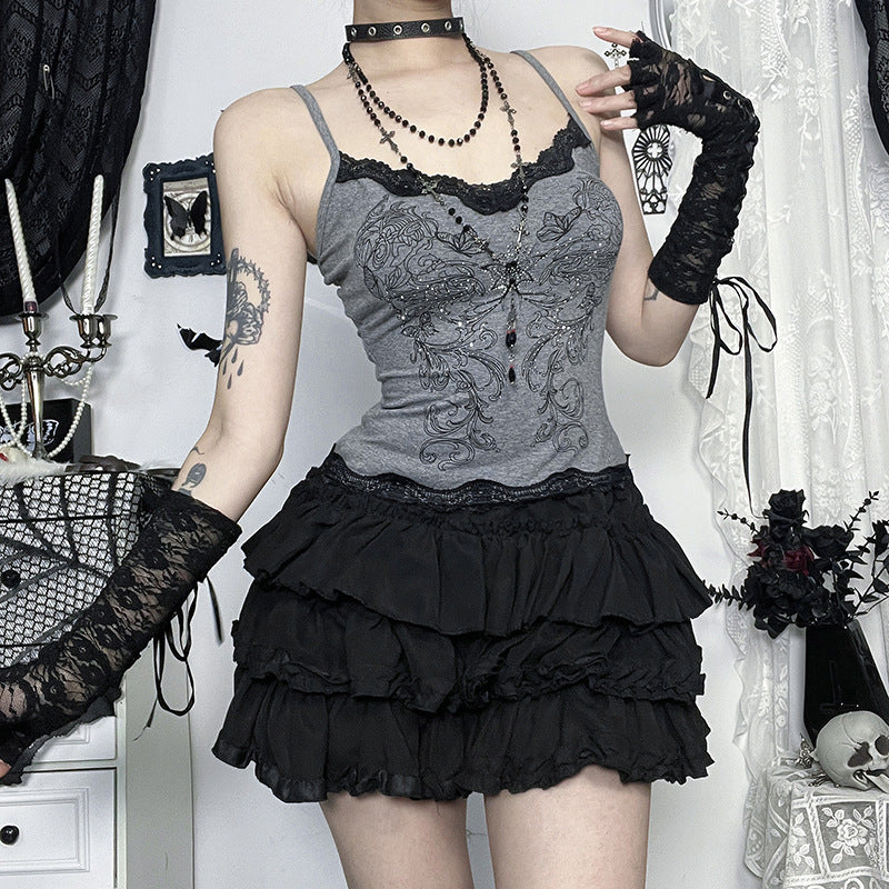 Dark Gothic Butterfly Print Tank Top — Stassi & Uni