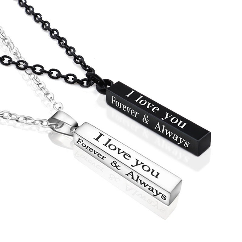 Stainless Steel Wishing Column Pendant Necklace Black Silver Gold Column Necklace Lovers Jewelry