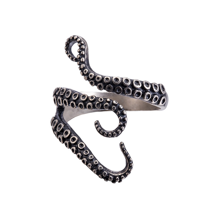 Dark Night Punk New Octopus Ring Stainless Steel Titanium Steel Open Ring