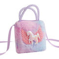 Unicorn Cartoon Plush Shoulder Bag for Kids, Mini Crossbody Bag, Kindergarten Girl's Handheld Square Bag, Coin Purse