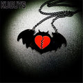 Acrylic Jewelry Custom Women Broken Heart Black Bat Pendant Necklace Link Chain HipHop Rock Mens Necklaces