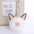 Faux Fur Keychain Pompon Soft Cat Ears Bags Hang Key Chain Pendant Balls Silver Key Ring Bag Pendant Gift Car Pendant