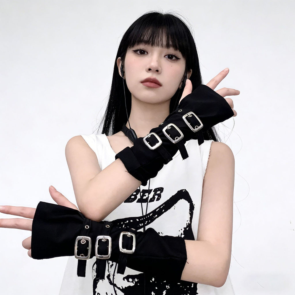 Halloween Dark Gothic Punk Fingerless Gloves for Women — Stassi & Uni