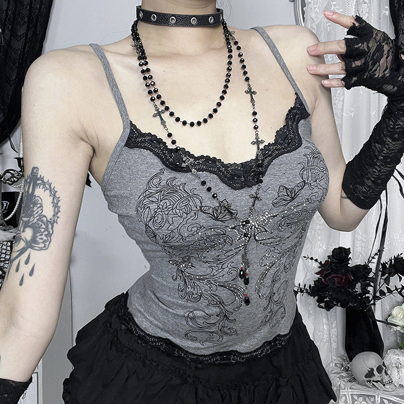 Dark Gothic Butterfly Print Tank Top — Stassi & Uni