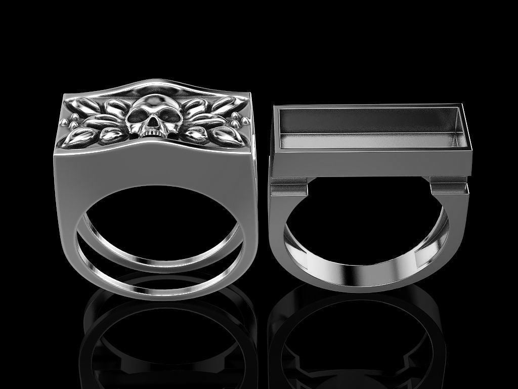 Creative New Skull Set Ring European And American Punk Punk Style Retro Dyed Black Skull Ring