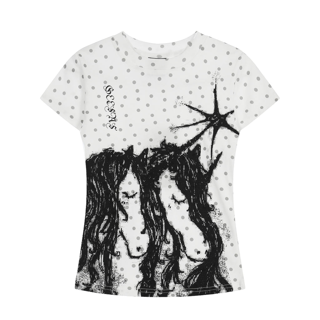 Unicorn Print Fitted Slim Top for Women — Stassi & Uni