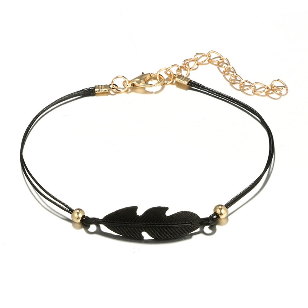 4pcs  Bohemian Black Rope Chain Bracelet Set