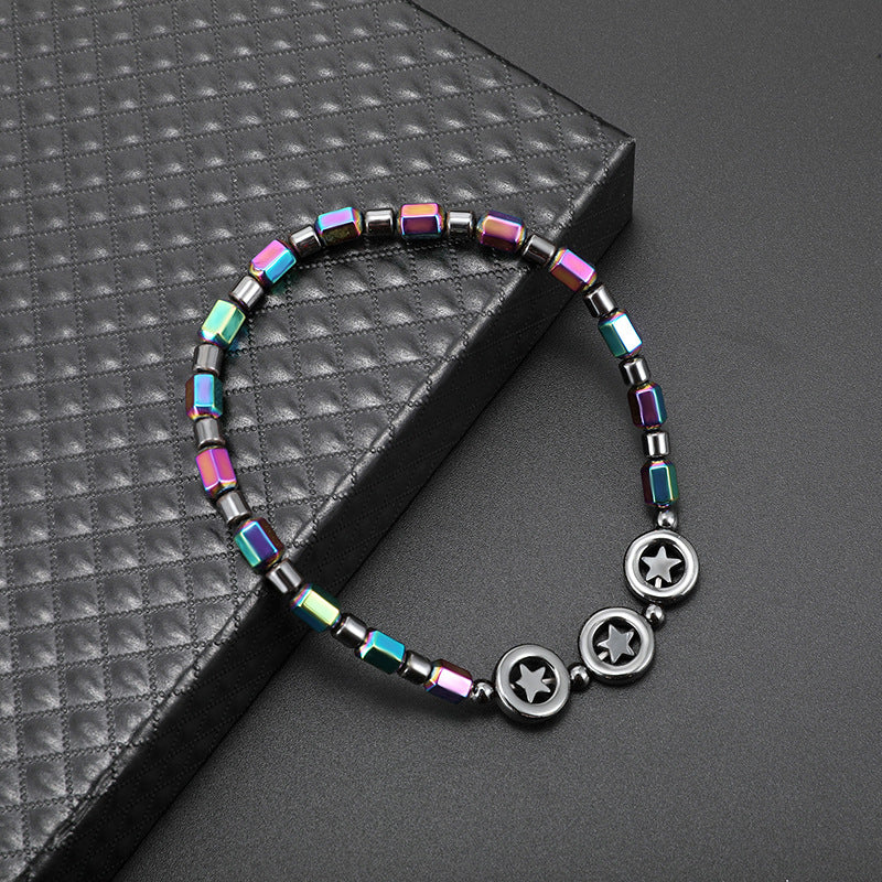 New Black Gallstone Ladies Elastic Anklet European And American Popular Circle Circle Hand-Beaded Anklet