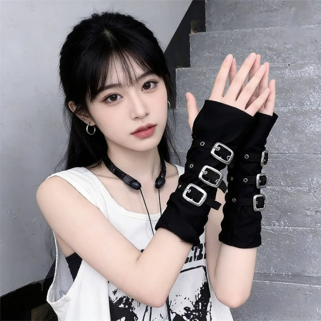Halloween Dark Gothic Punk Fingerless Gloves for Women — Stassi & Uni
