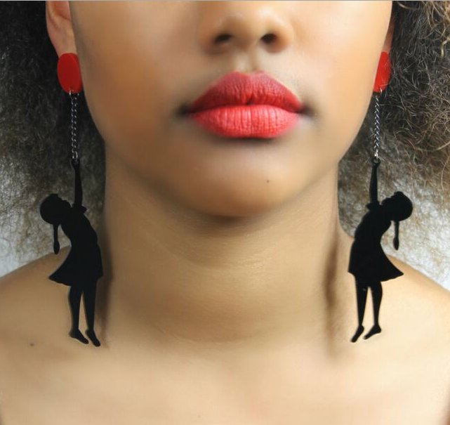 KUGUYS Jewelry Acrylic Black Long Tassel Earrings for Women Pendientes HipHop Balloon Girl Drop Earring DS DJ Brincos