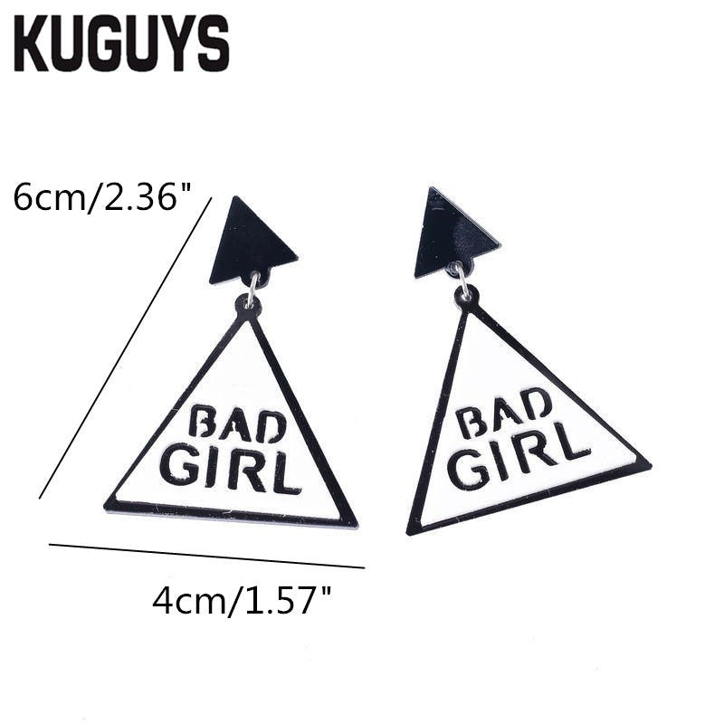 Fashion Acrylic Jewelry Custom Women Black White Triangle Drop Earrings HipHop Jewelrys bad girl Large Dangle Earring