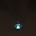 Glow In The Dark Necklace Metal Pet Cat Necklaces For Woman Animal Dog Paw Necklace Hollow Pendant Night luminous Light
