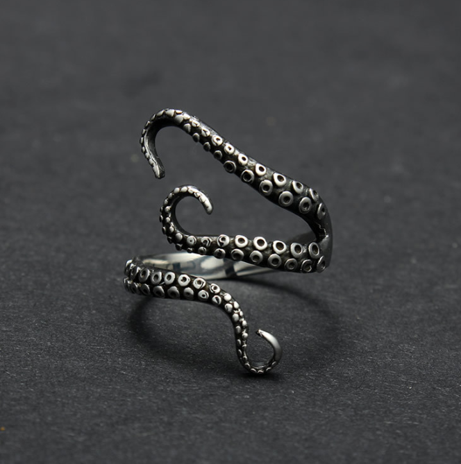 Dark Night Punk New Octopus Ring Stainless Steel Titanium Steel Open Ring