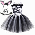 Halloween Zebra Animal Role Play Dress for Kids Forest Party Costume Children's Tulle Princess Dress