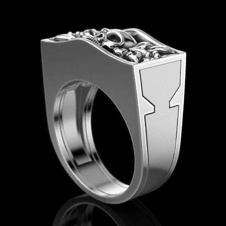 Creative New Skull Set Ring European And American Punk Punk Style Retro Dyed Black Skull Ring