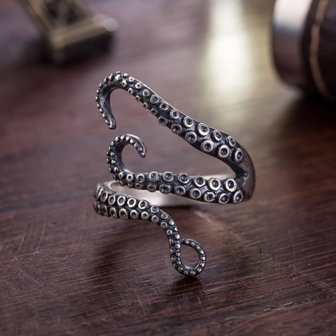 Dark Night Punk New Octopus Ring Stainless Steel Titanium Steel Open Ring
