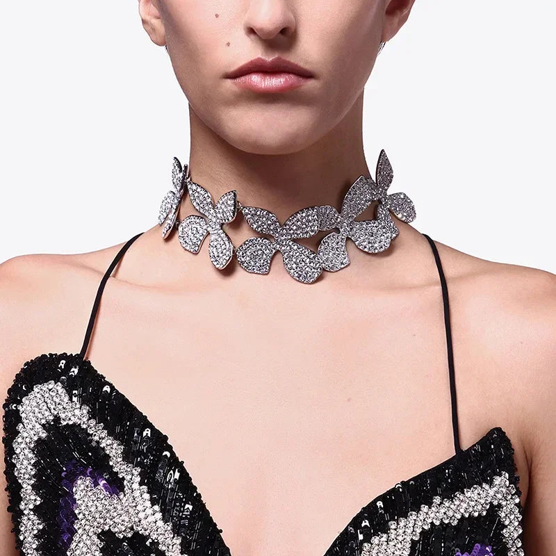 Romance Rhinestone Crystal Flower Choker Necklace — Stassi & Uni