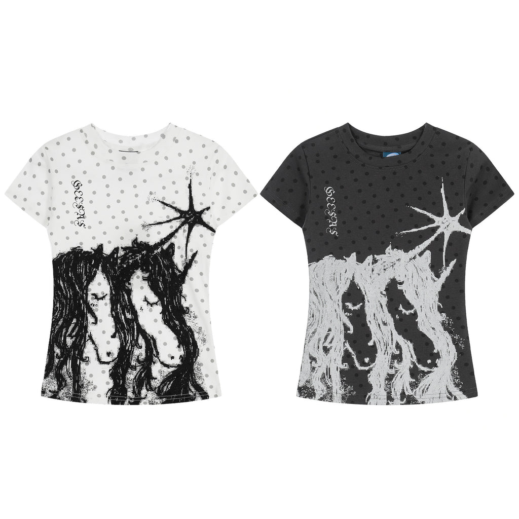 Unicorn Print Fitted Slim Top for Women — Stassi & Uni