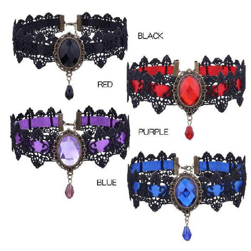 Necklace Gothic Retro Punk Black Lace Necklace Braided Necklace Clavicle Chain Women