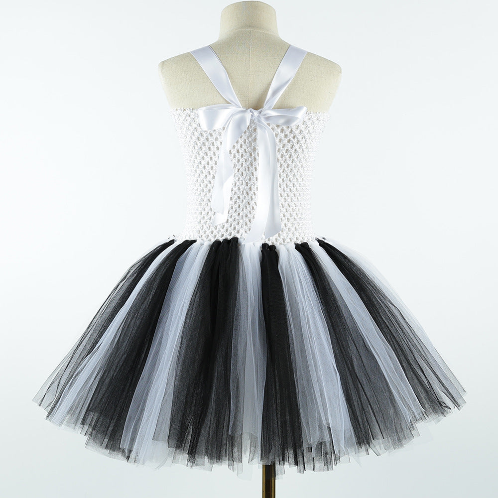Halloween Zebra Animal Role Play Dress for Kids Forest Party Costume Children's Tulle Princess Dress