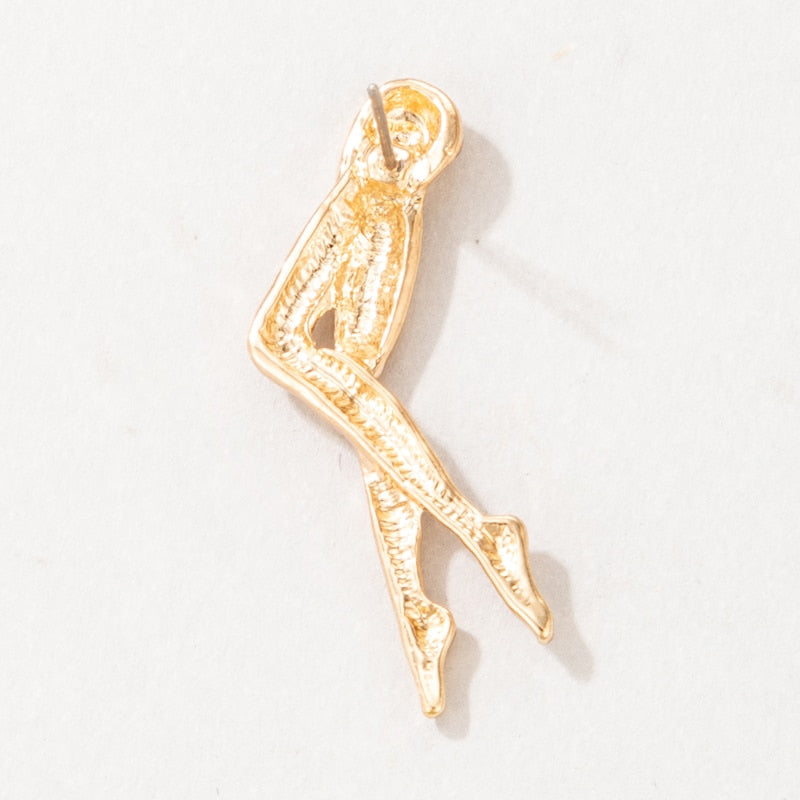 Funny Leg Stud Earrings for Women Girls Attractive Gold Alloy Metal Charms Party Jewelry Accessories